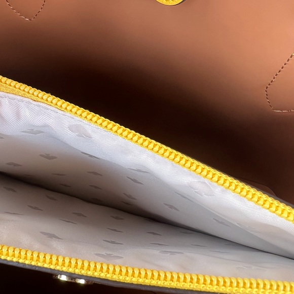 Kate Spade Harper Triple Compartment Satchel Crossbody Sunflower Yellow - Picture 7 of 7